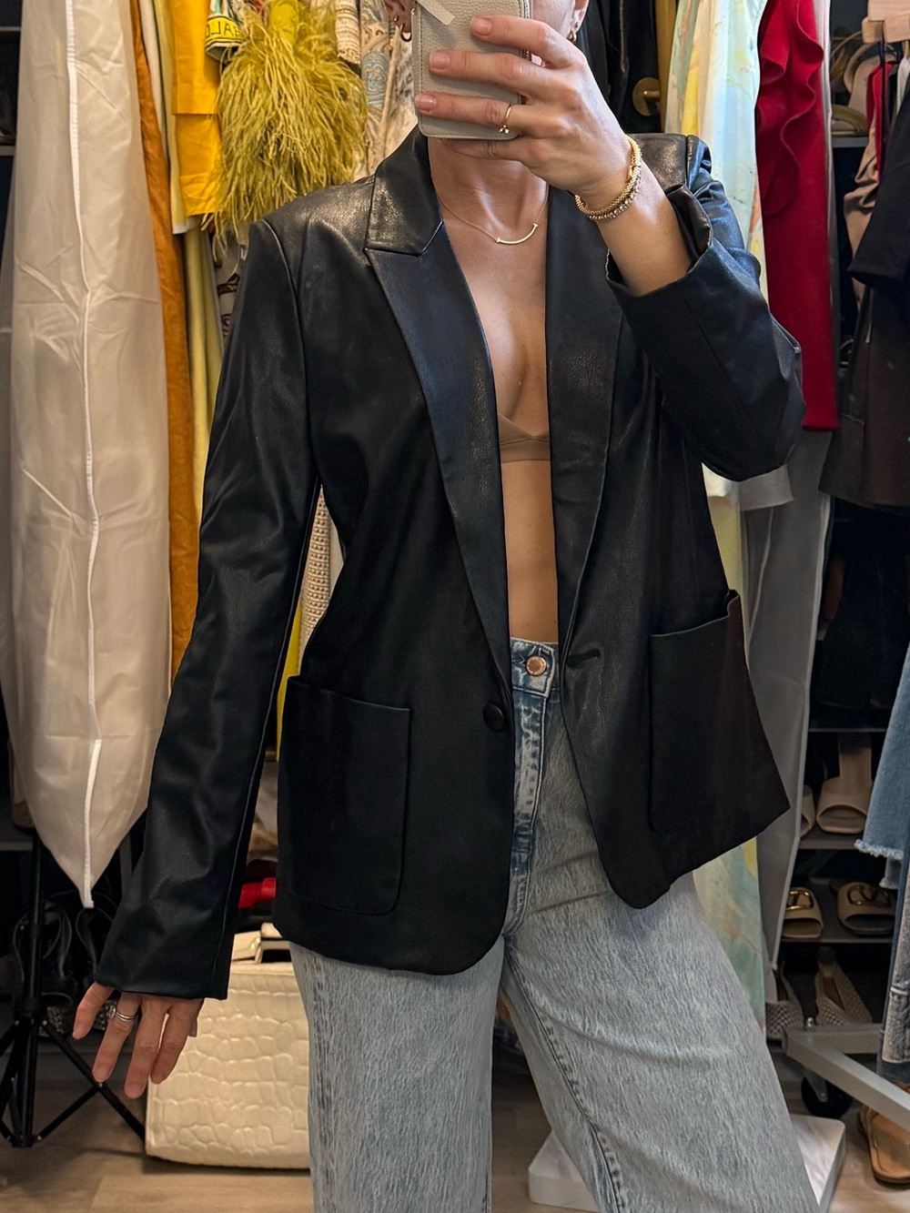 Amanda Uprichard Vegan Leather Blazer
